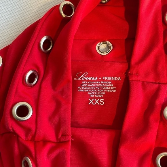 Lovers and Friends Swim Suit Bikini Bottom XXS Red High Waisted Grommets - Picture 4 of 5